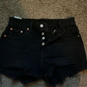 Women’s Levi’s 501 Black High Waisted Jean Shorts Size 25